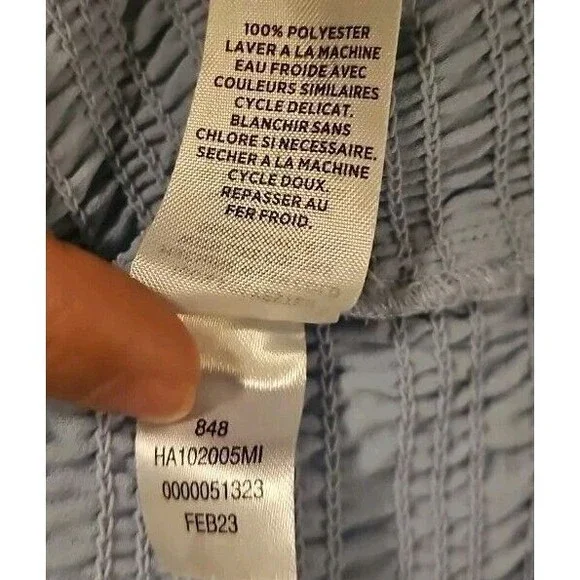 Halogen Sz XL Women's Light Blue Top Ruffle Neck Sheer Long Sleeves Blouse - Picture 5 of 8